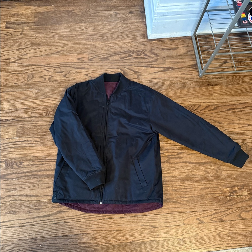 BYLT Hi-Lo Reversible Bomber Jacket Maroon/Black Sz L